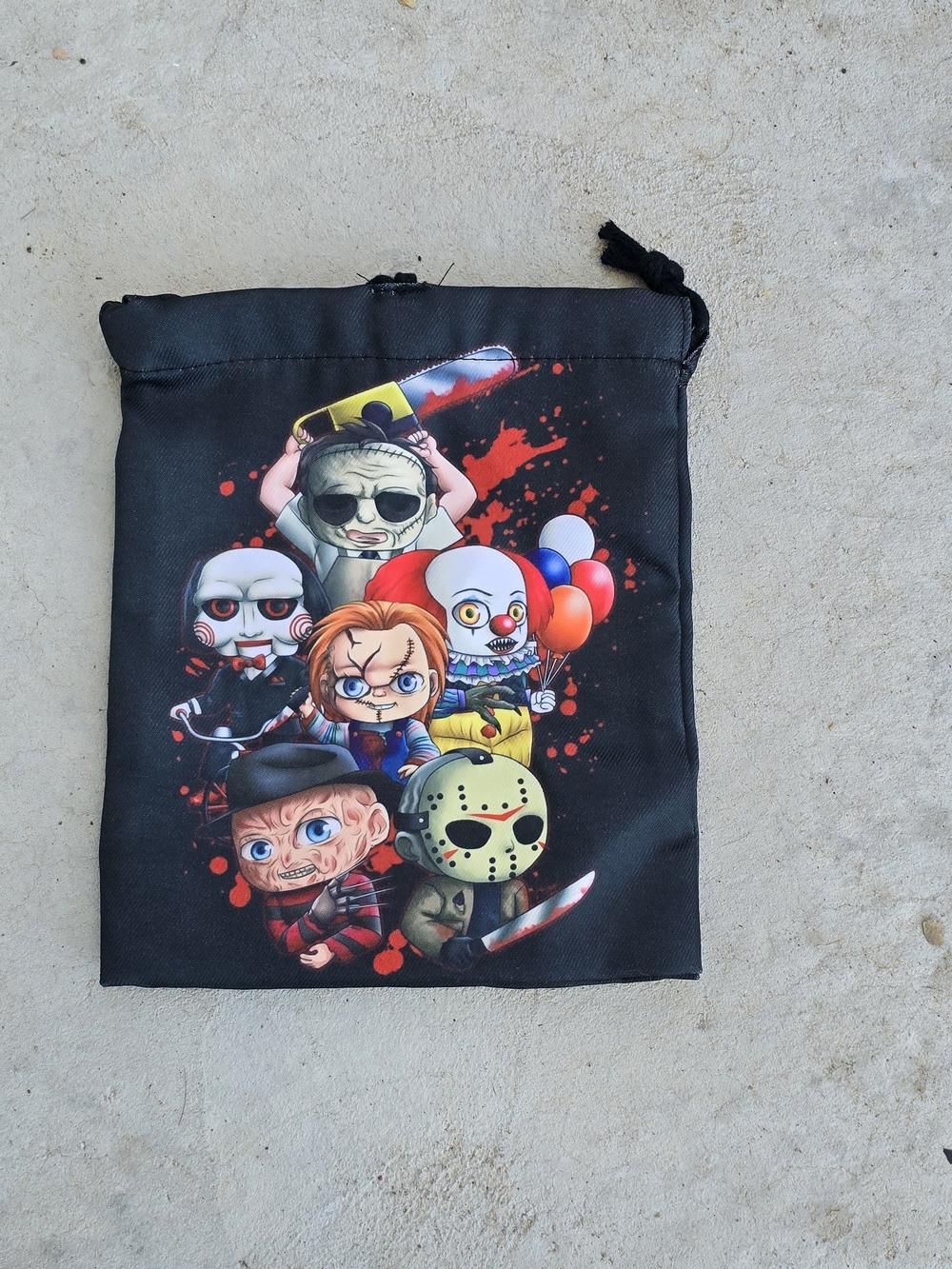 Horror Character Drawstring Pouch in Black & Red